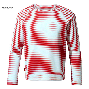 Craghoppers GIRLS NOSILIFE PAOLA LONG SLEEVED T-SHIRT, Rio Red Stripe