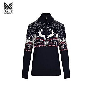 Dale of Norway W DALE CHRISTMAS SWEATER, Navy - Offwhite - Red Rose