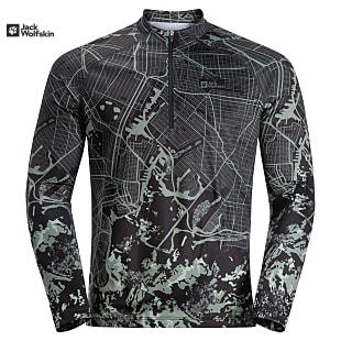 Jack Wolfskin M MOROBBIA L/S PRINTED, Hedge Green Allover