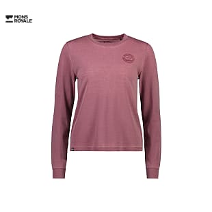Mons Royale W ICON RELAXED LS GARMENT DYED, Washed Berry