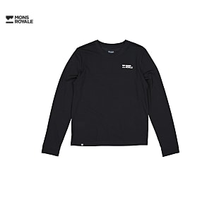 Mons Royale W ICON RELAXED LS, Black - Logo Print
