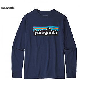 Patagonia BOYS LONG-SLEEVED GRAPHIC ORGANIC T-SHIRT, P-6 Logo - Classic Navy