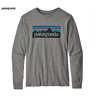 Patagonia BOYS LONG-SLEEVED GRAPHIC ORGANIC T-SHIRT, P-6 Logo - Gravel Heather