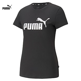 Puma W ESSENTIALS METALLIC LOGO TEE, Puma Black - Silver Metallic