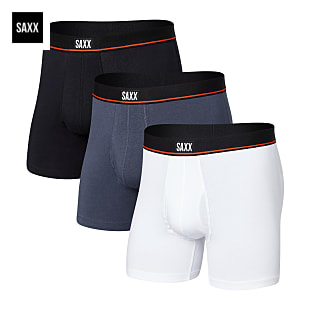 Saxx M NON-STOP STRETCH COTTON BOXER BRIEF 3-PACK, Black - Deep Navy - White