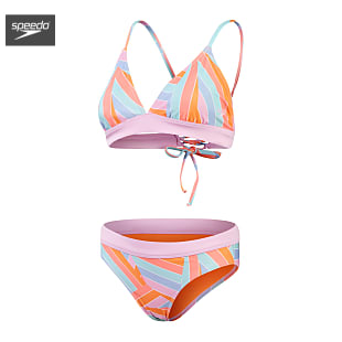 Speedo W PRINTED BANDED TRIANGLE 2 PIECE, Pink - Blue