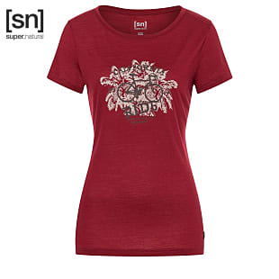 Super.Natural W RIDING TEE, Rumba Red - Wren - Oyster Grey