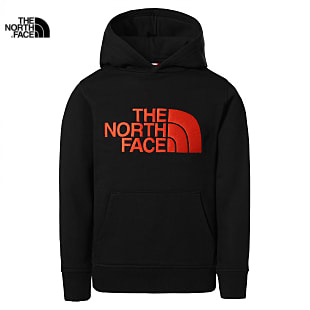 The North Face YOUTH DREW PEAK HOODIE, TNF Black - Red Orange