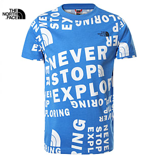 The North Face YOUTH SS SIMPLE DOME TEE, Hero Blue Tagline Toss Print
