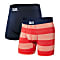 Saxx M ULTRA BOXER BRIEF 2-PACK, Red Ombre Rugby - Navy