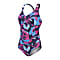 Speedo W SHAPING PRINTED V NECK 1 PIECE, Blue - Pink