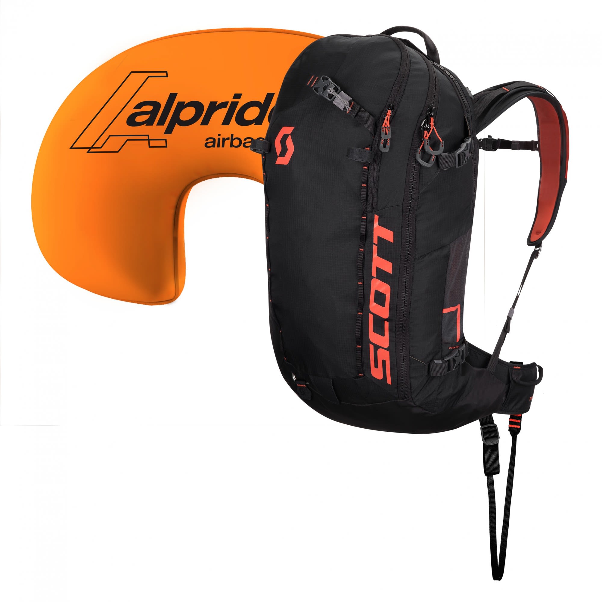 Scott Geräumiger vielseitiger Lawinenrucksack mit AlpRide AirbagSystem  22l Black - Burnt Orange