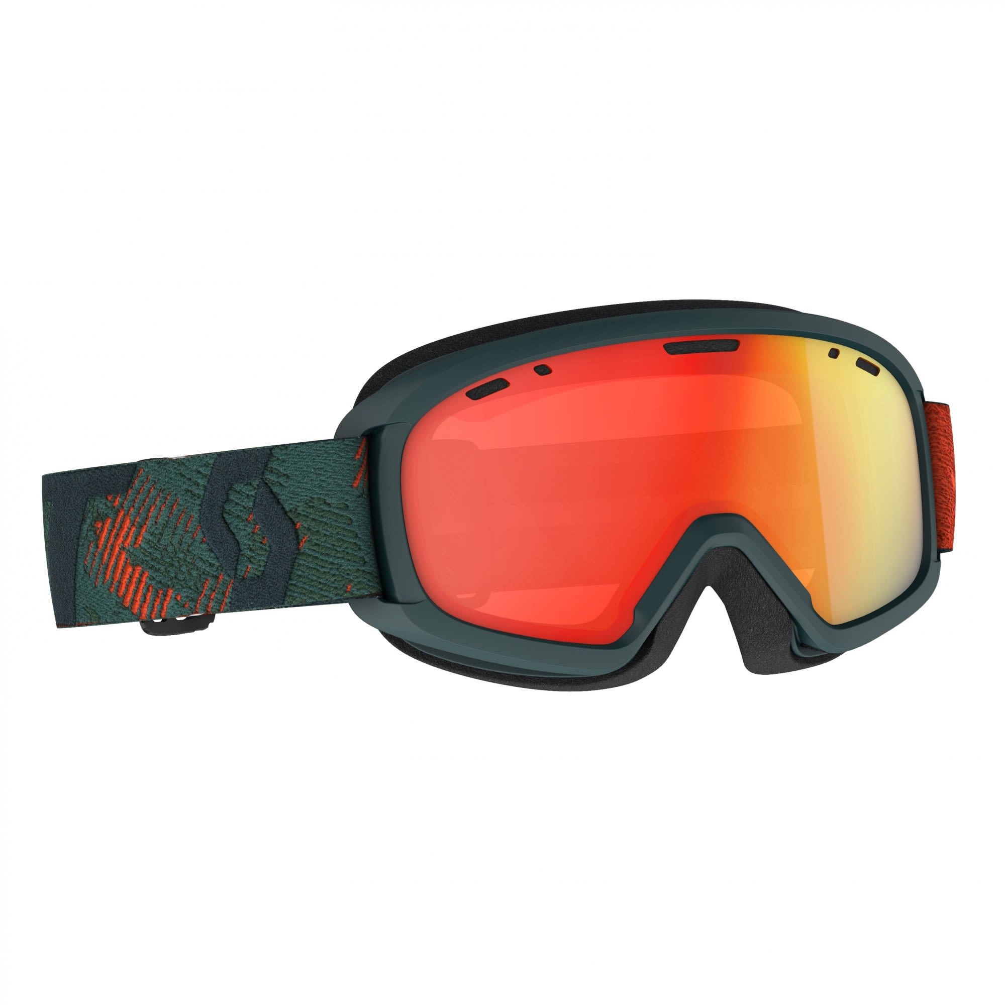 Scott Klassische verspiegelte Kinder Ski und Snowboardbrille Sombre Green - Pumpkin Orange - Enhancer Red Chrome