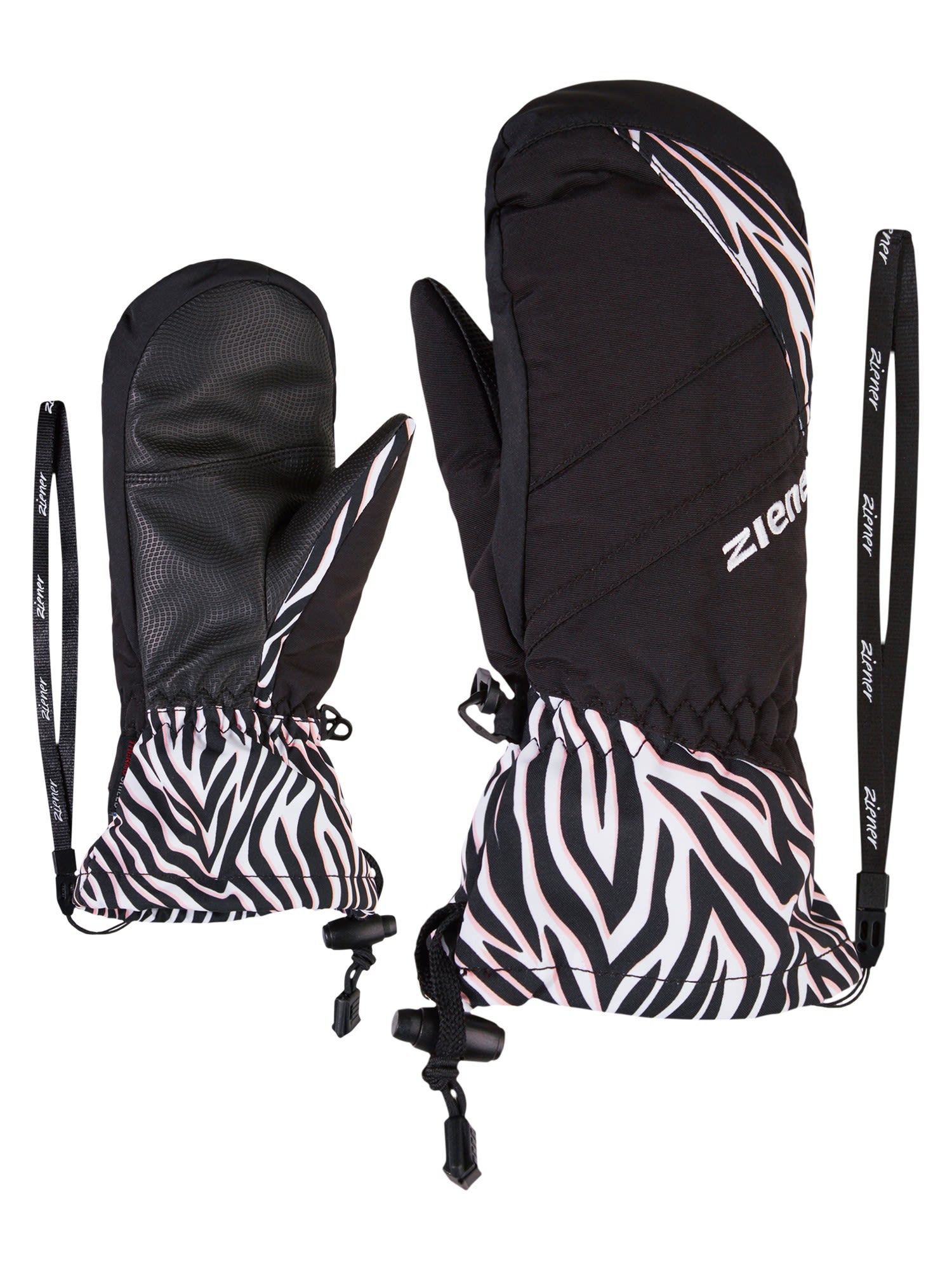 Ziener Wasserdichter warmer Aquashield® Kinder Skifäustling Black - Wild Zebra Print