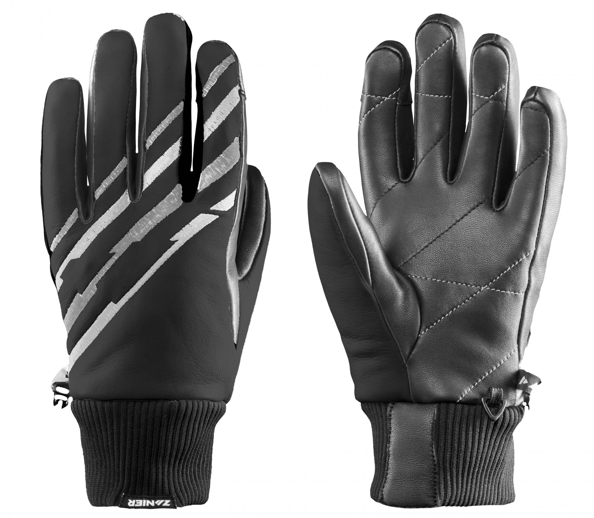 Zanier Komfortable leichte Leder Fingerhandschuhe Black - Anthracite