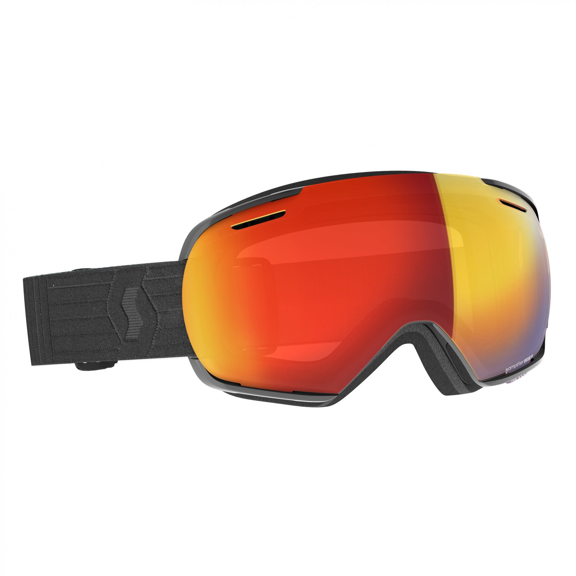 Scott Moderne halb rahmenlose Ski und Snowboardbrille Black - Enhancer Red Chrome