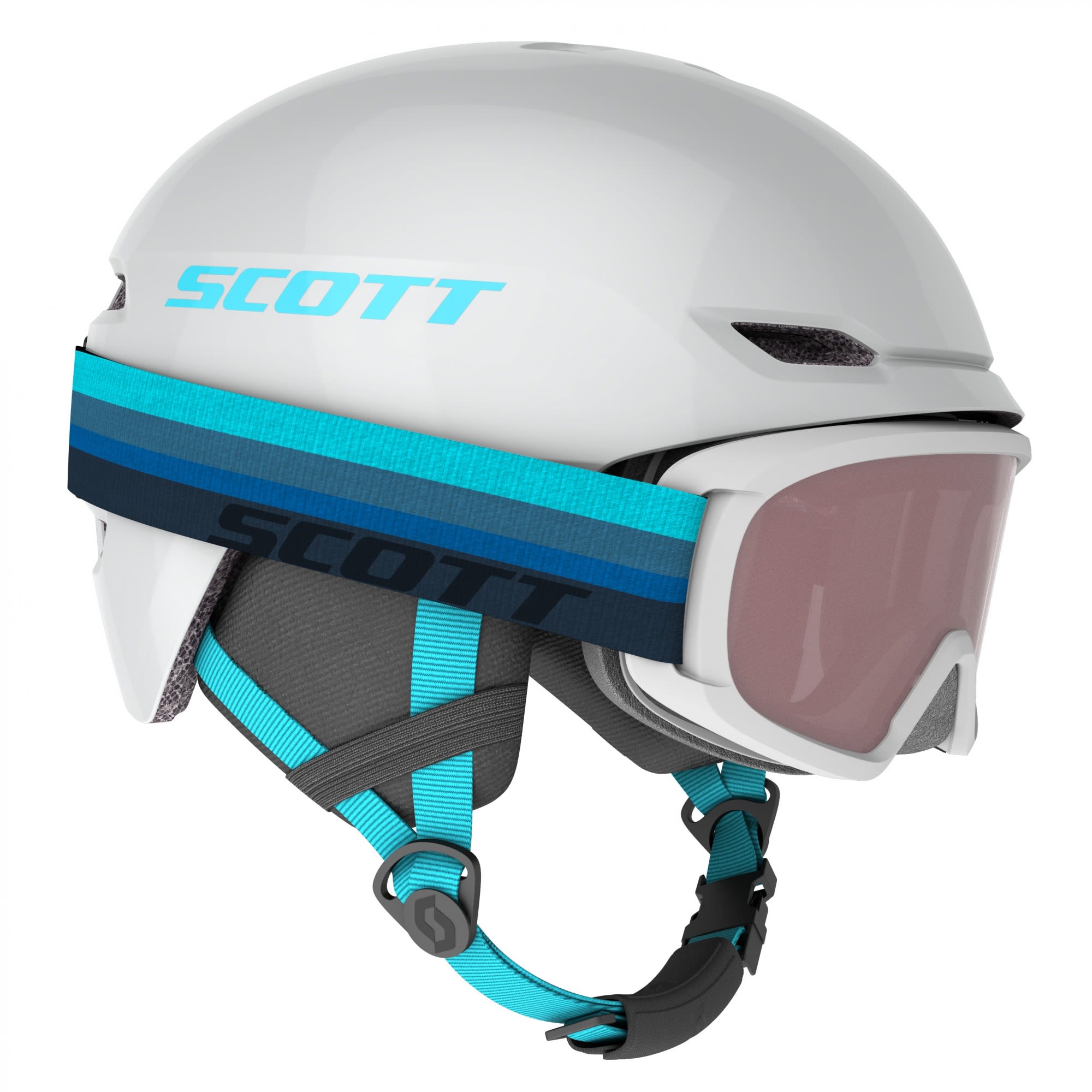 Scott Praktisches vielseitiges Kinder HelmSkibrillenSet Pearl White - Breeze Blue