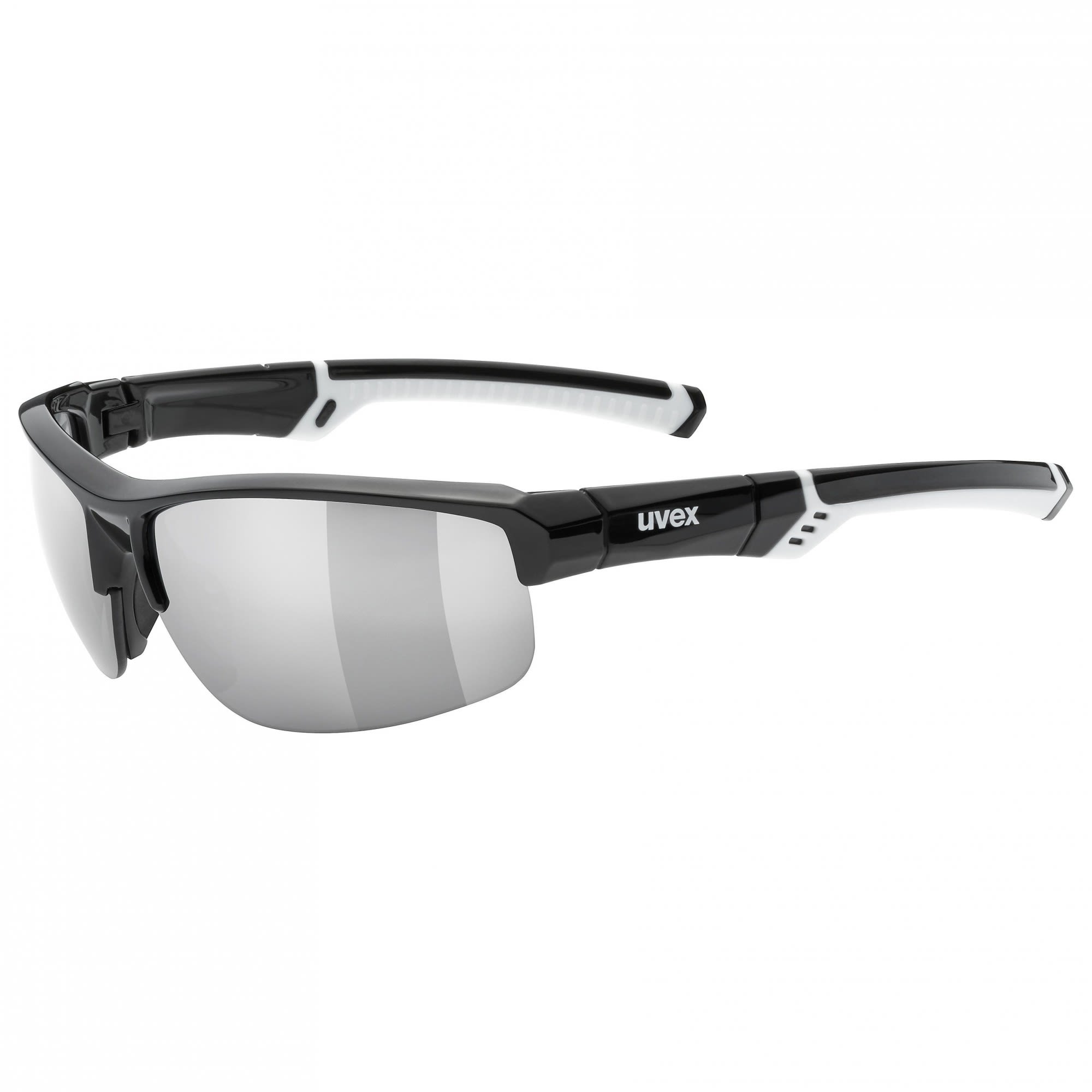 Uvex Multifunktionelle vielseitige Half Frame Sportbrille Black White - Litemirror Silver Cat. 3