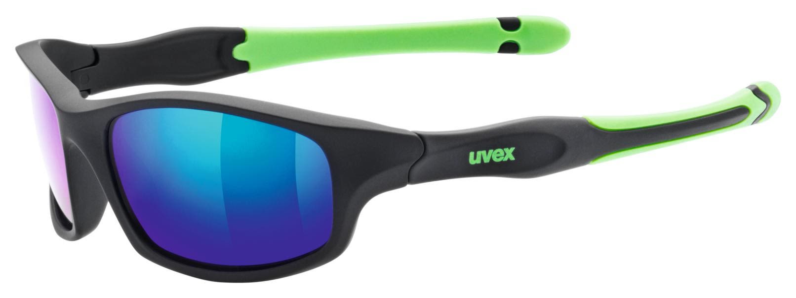 Uvex Vielseitige sportliche Kinder Sonnenbrille Black Mat Green - Mirror Green Cat. 3