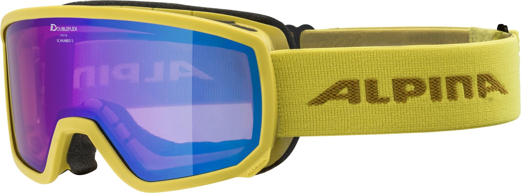 Alpina Komfortable kontrastverstärkende Skibrille Curry - Mirror Blue