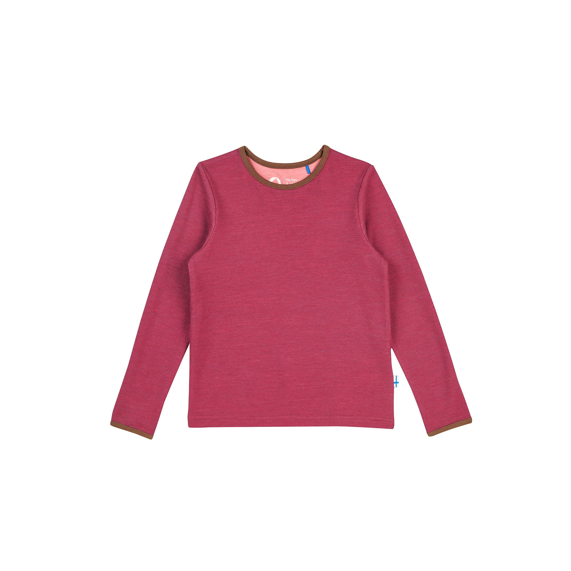 Finkid Bequemes warmes Kinder Wolljersey Langarmshirt Beet Red - Cocoa