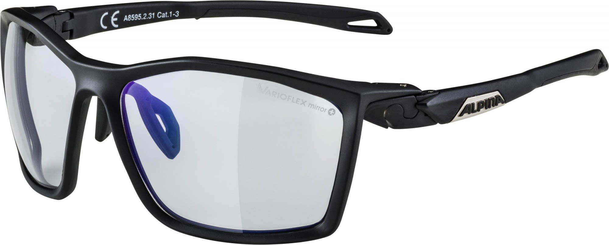 Vielseitige selbsttönende Sportbrille Black Matt - Blue Mirror