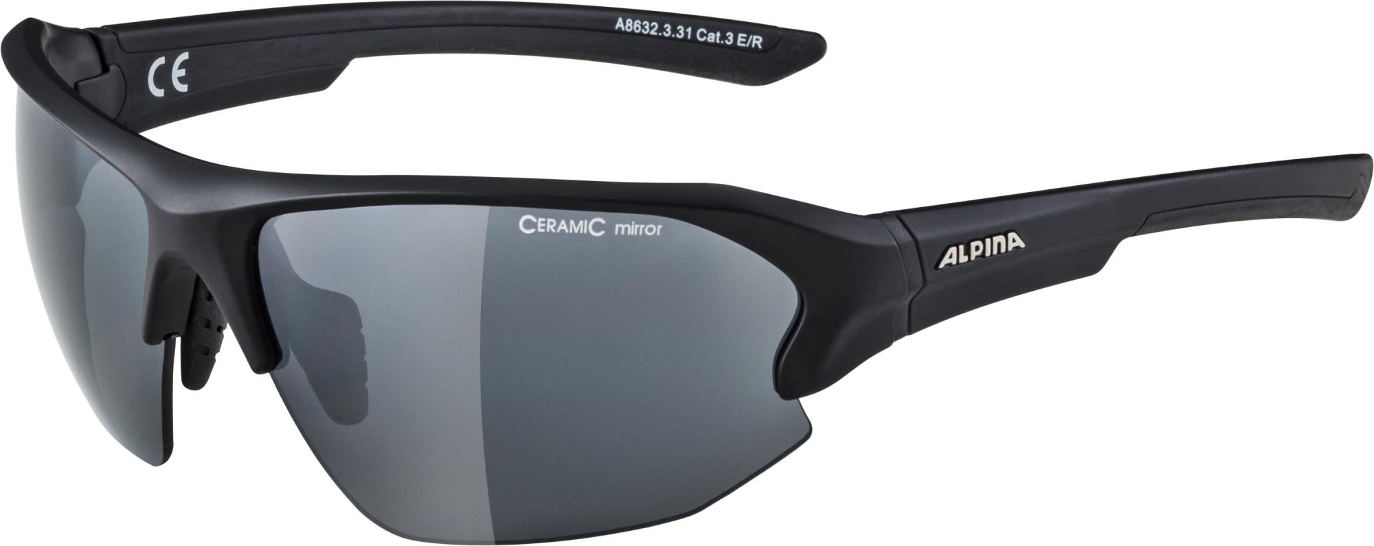 Alpina Hochwertige verspiegelte Allround Sportbrille Black Matt - Black Mirror