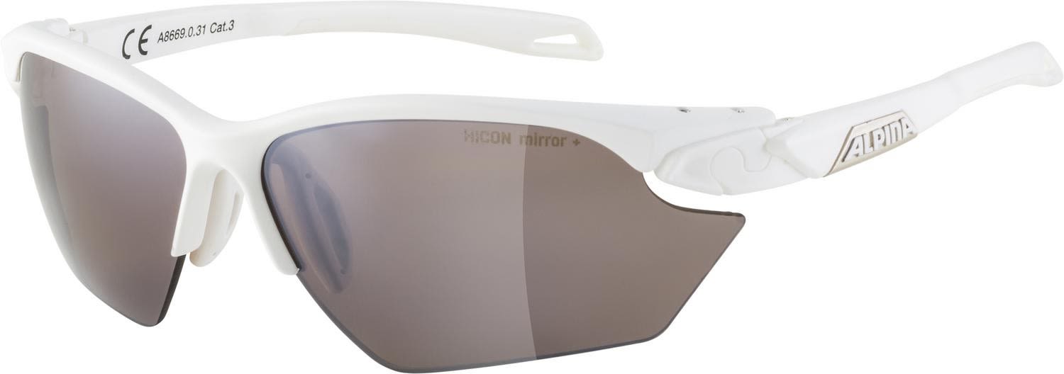 Alpina Vielseitige schmale Allround Sportbrille White Matt - Black Mirror