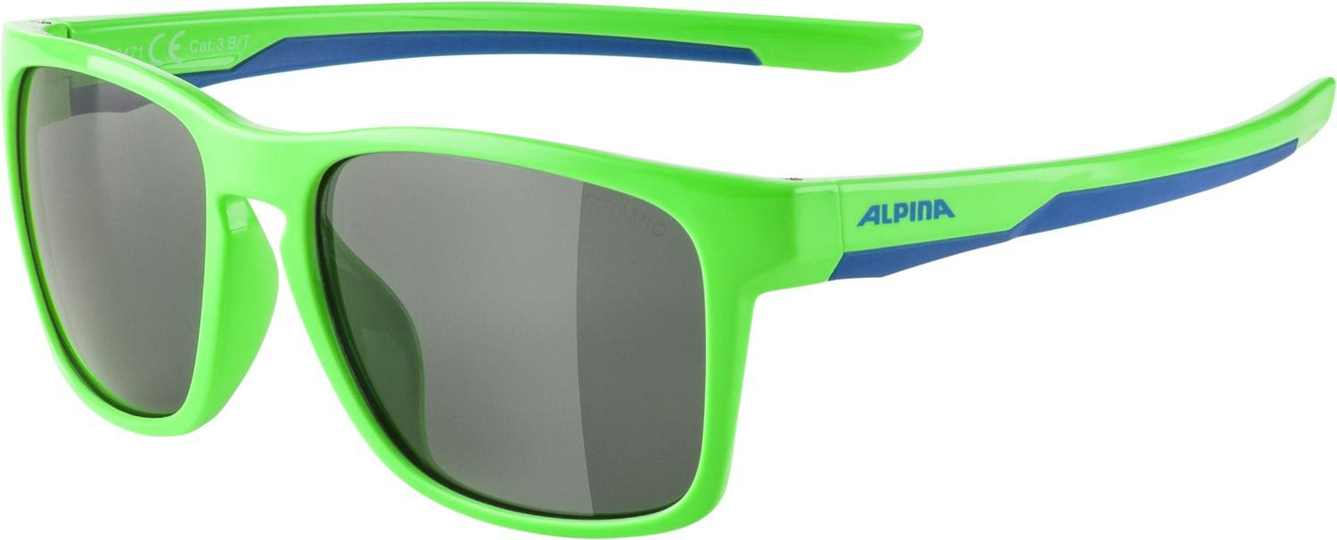 Alpina Stylische robuste Kinder Sonnenbrille Neon Green - Blue - Black