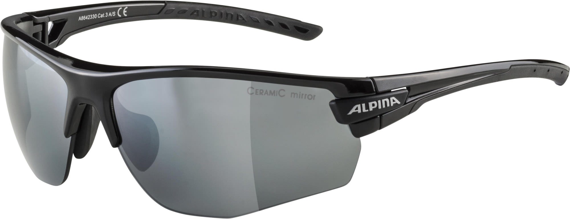 Alpina Vielseitige Performance Sportbrille Black - Black Mirror - Clear - Orange Mirror