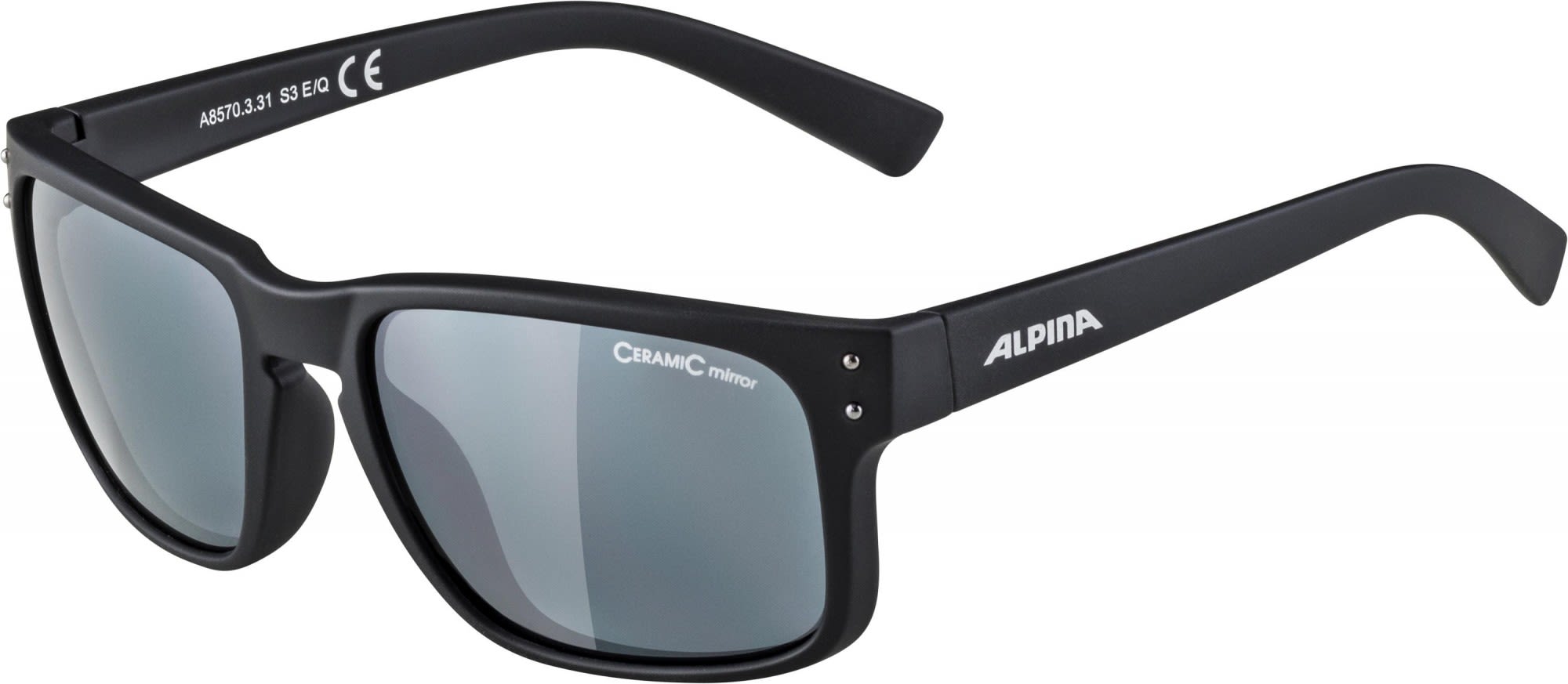 Alpina Verspiegelte klassische Sonnenbrille Black Matt - Black Mirror