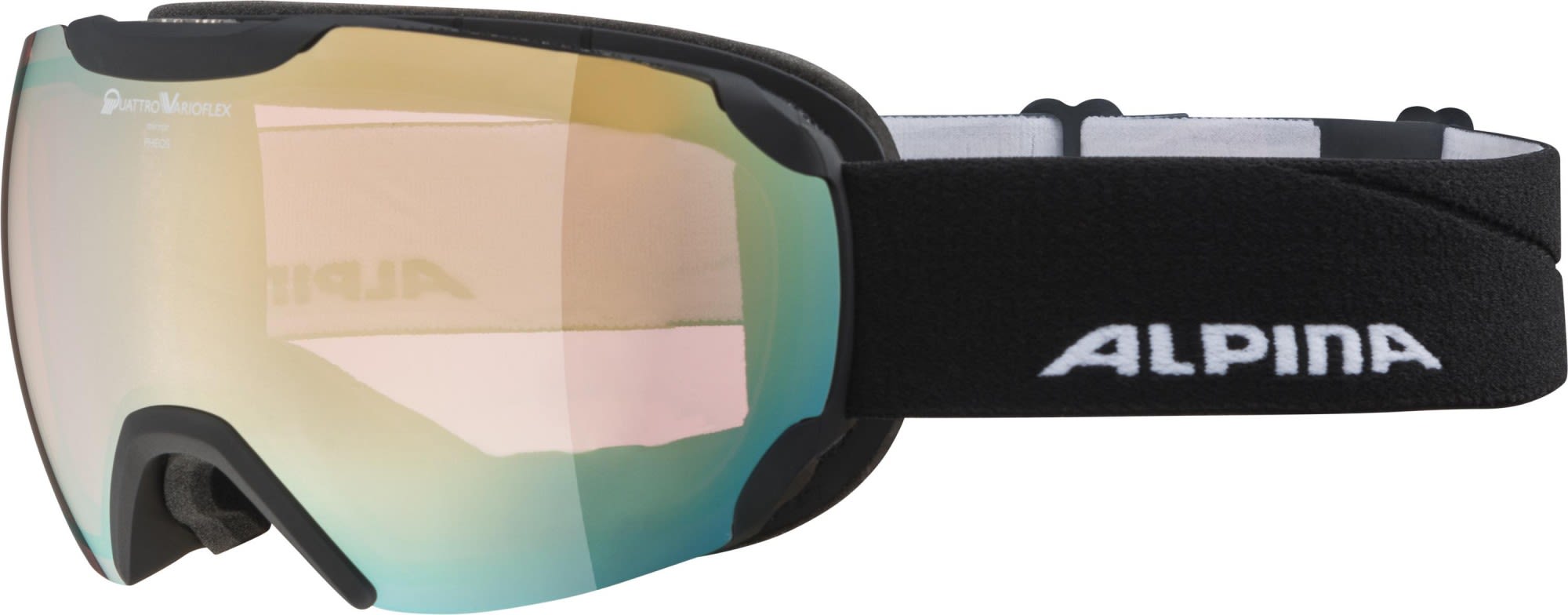 Alpina Kontrastverstärkende selbsttönende Skibrille Black Matt - Mirror Gold
