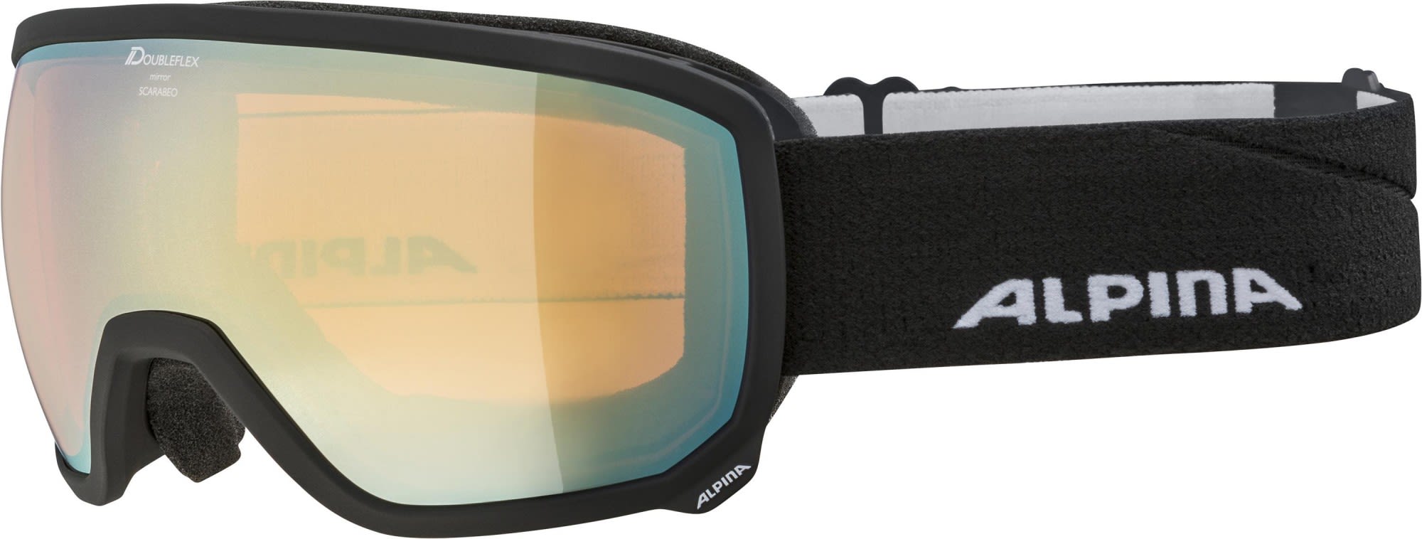 Alpina Komfortable kontrastverstärkende Skibrille Black Matt - Mirror Gold