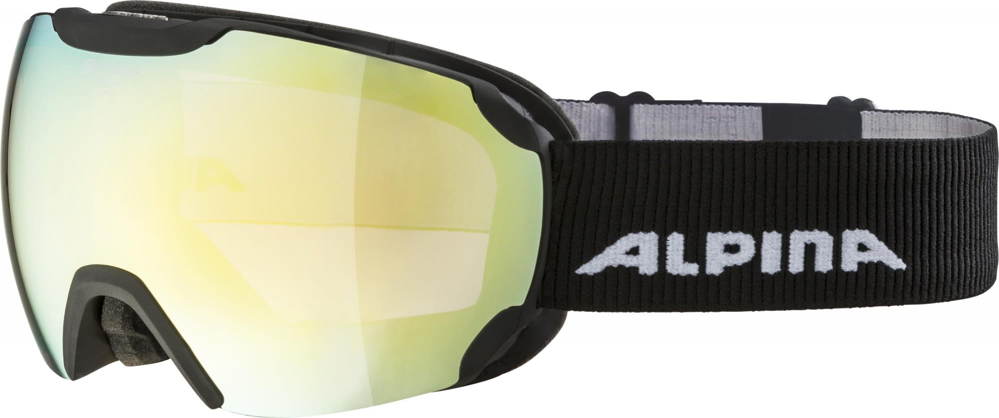 Alpina Kontrastverstärkende komfortable Skibrille Black Matt - Mirror Gold