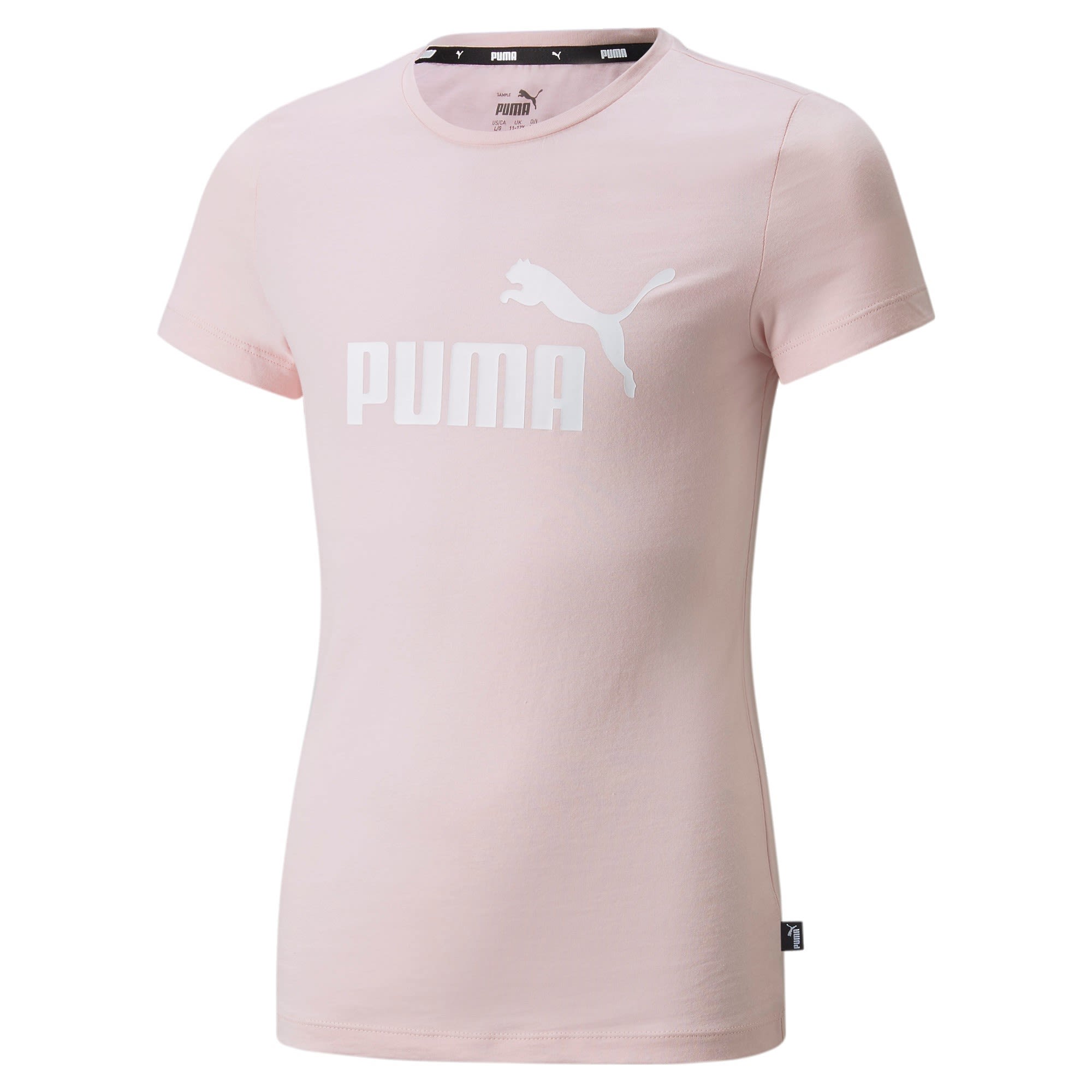 Puma Klassisches vielseitiges Mädchen Baumwoll Logo TShirt Chalk Pink