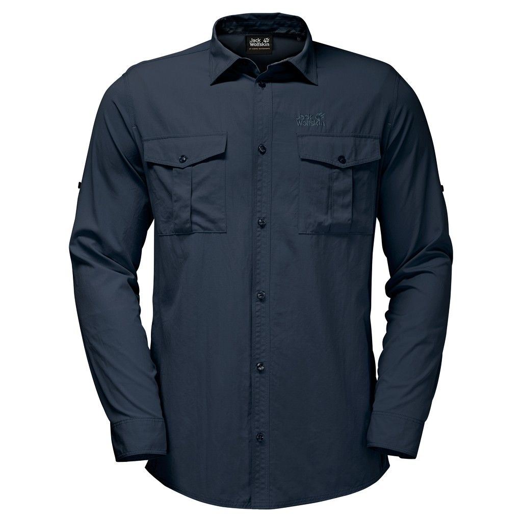 Jack Wolfskin M Atacama Roll-Up Shirt Blau | Herren Hemd
