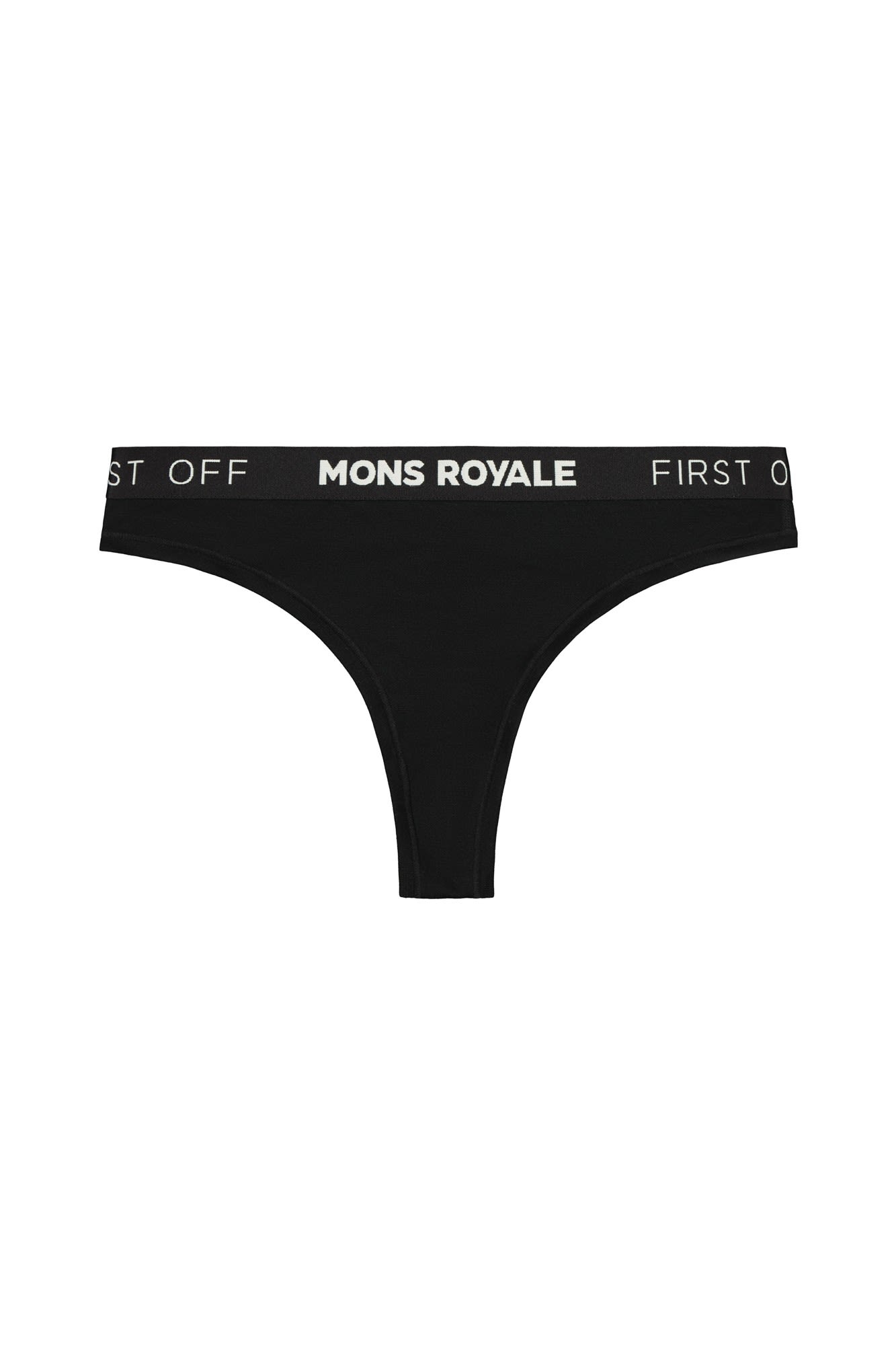 Mons Royale W Merino Thong Schwarz | Damen Lange Unterhose