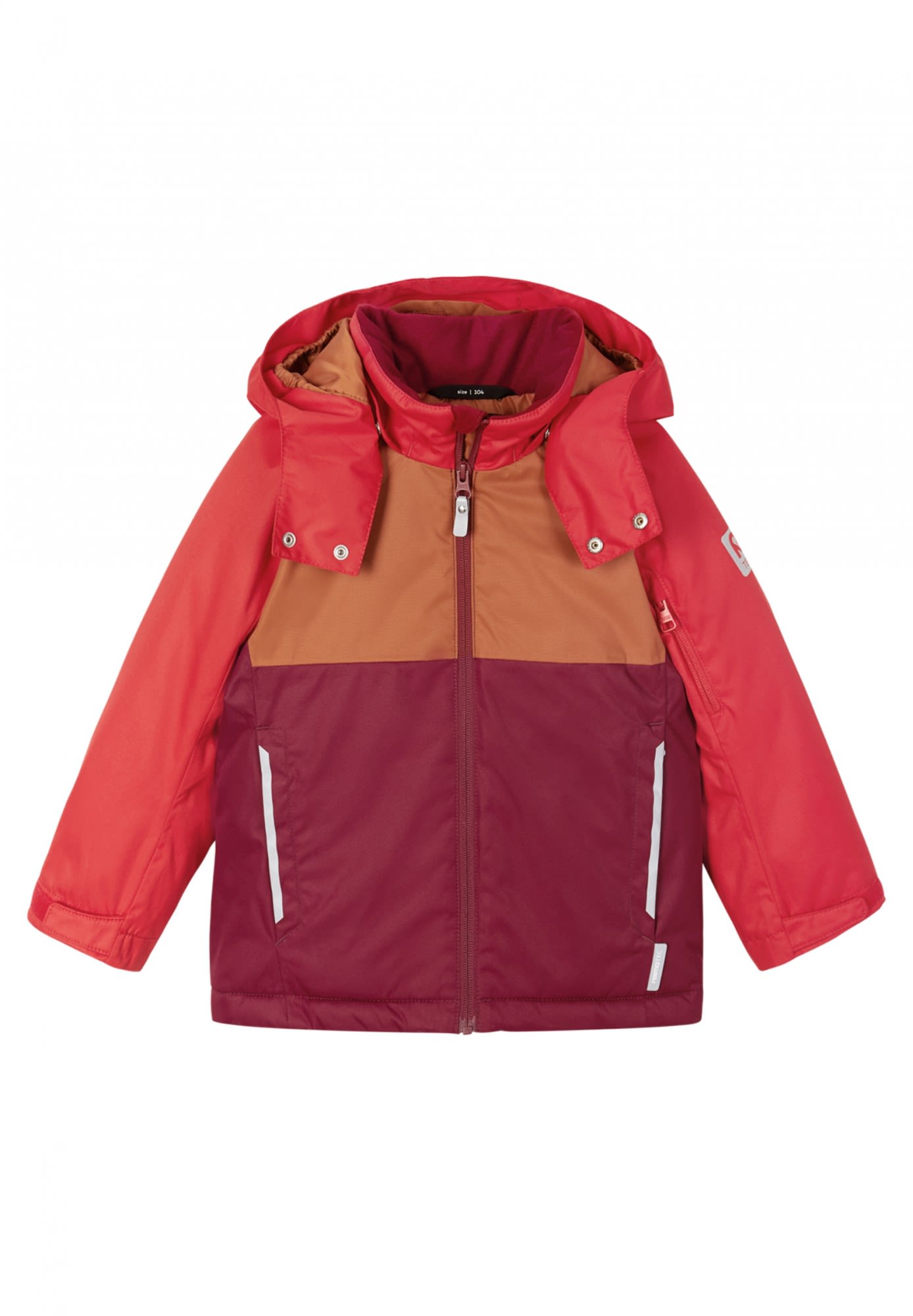 Reima Kids Karkkila Winter Jacket Colorblock / Rot | Größe 128 | Kinder Anorak