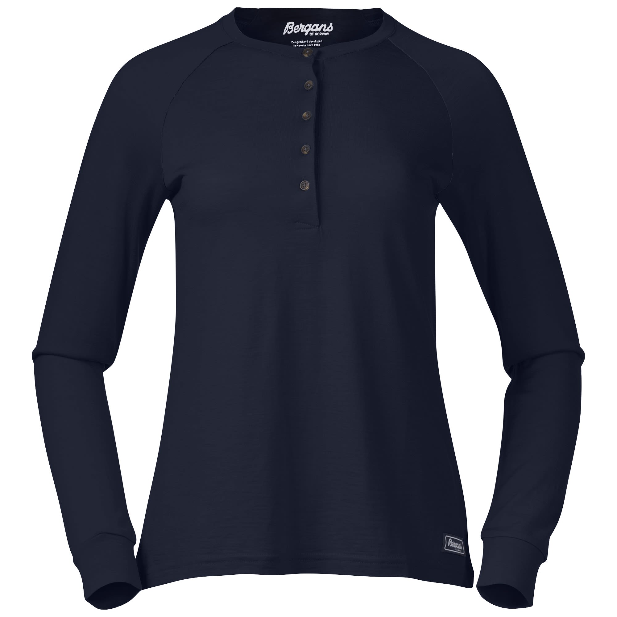 Bergans Lysebu Wool W Henley Blau | Größe XS | Damen Langarm-Shirt