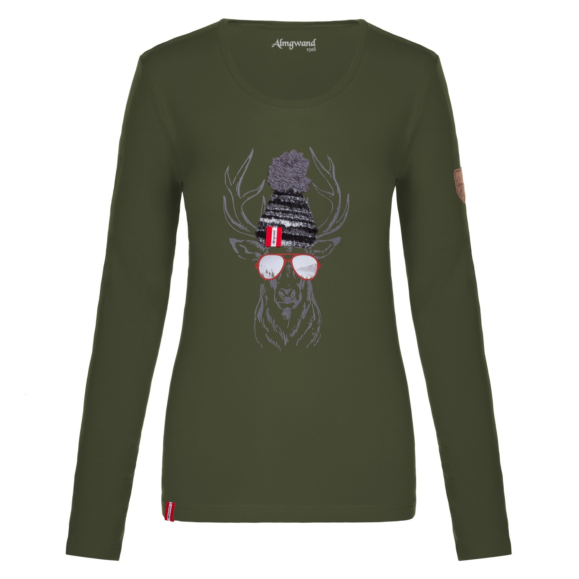 Almgwand Schareckalm Oliv, Female Langarm-Shirts, Größe XXL - Farbe Olive Green 32326AD-23