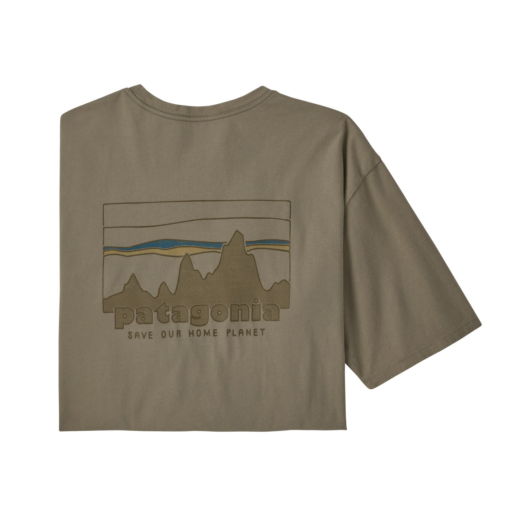 Patagonia M '73 Skyline Organic T-shirt Oliv | Größe XS | Herren Kurzarm-Shirt