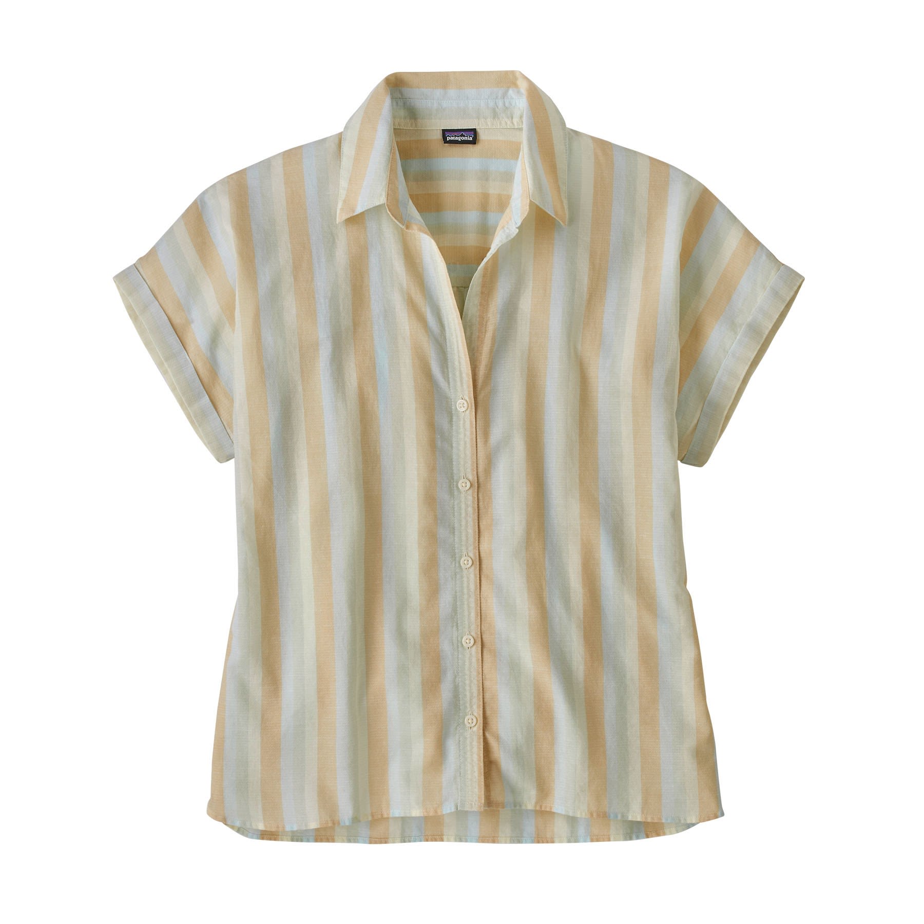 Patagonia W Lightweight A/c Shirt Gelb / Weiß | Damen Kurzarm-Hemd