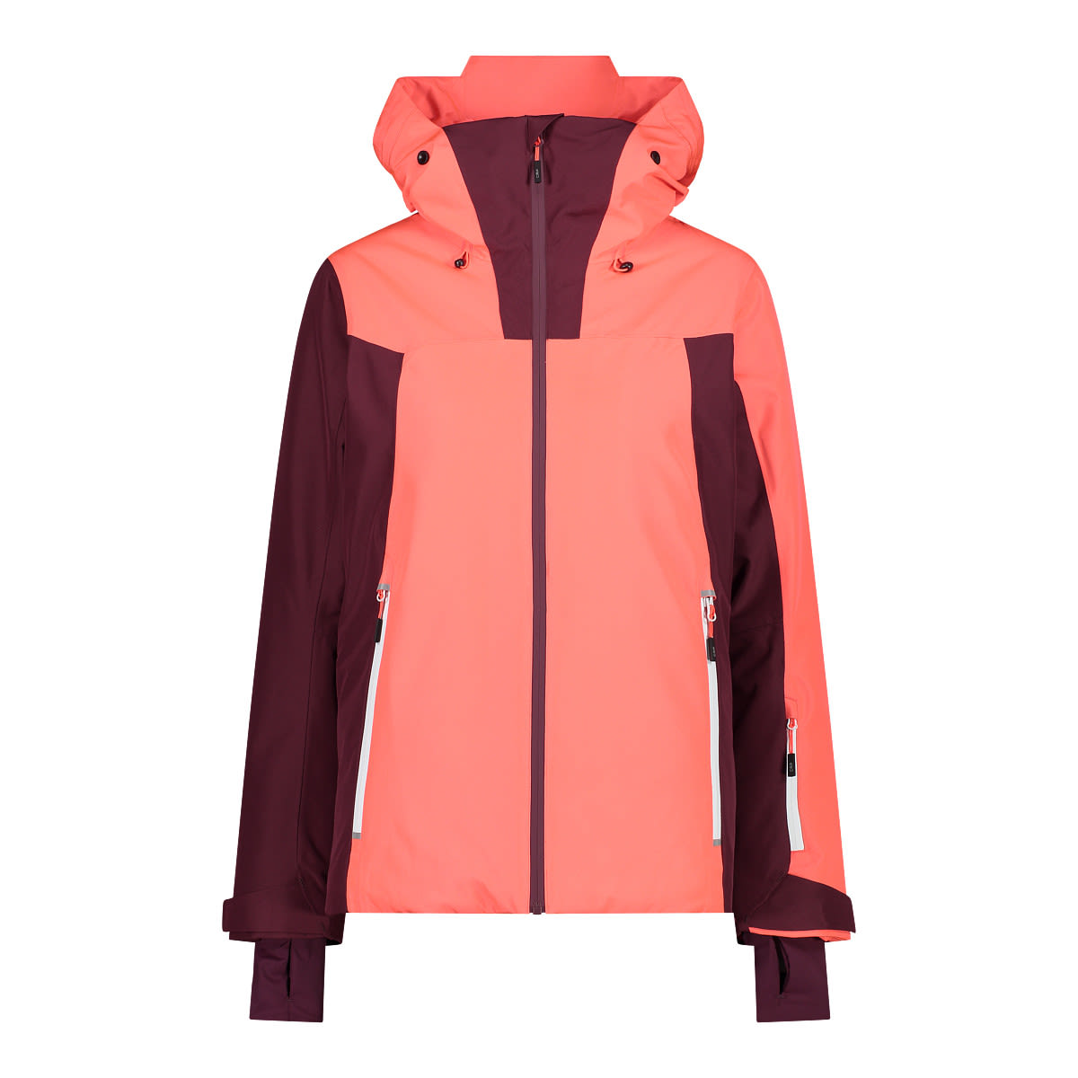 Cmp W Jacket Fix Hood Pl Pongee Jacquard Colorblock / Pink / Rot | Größe 44 | 