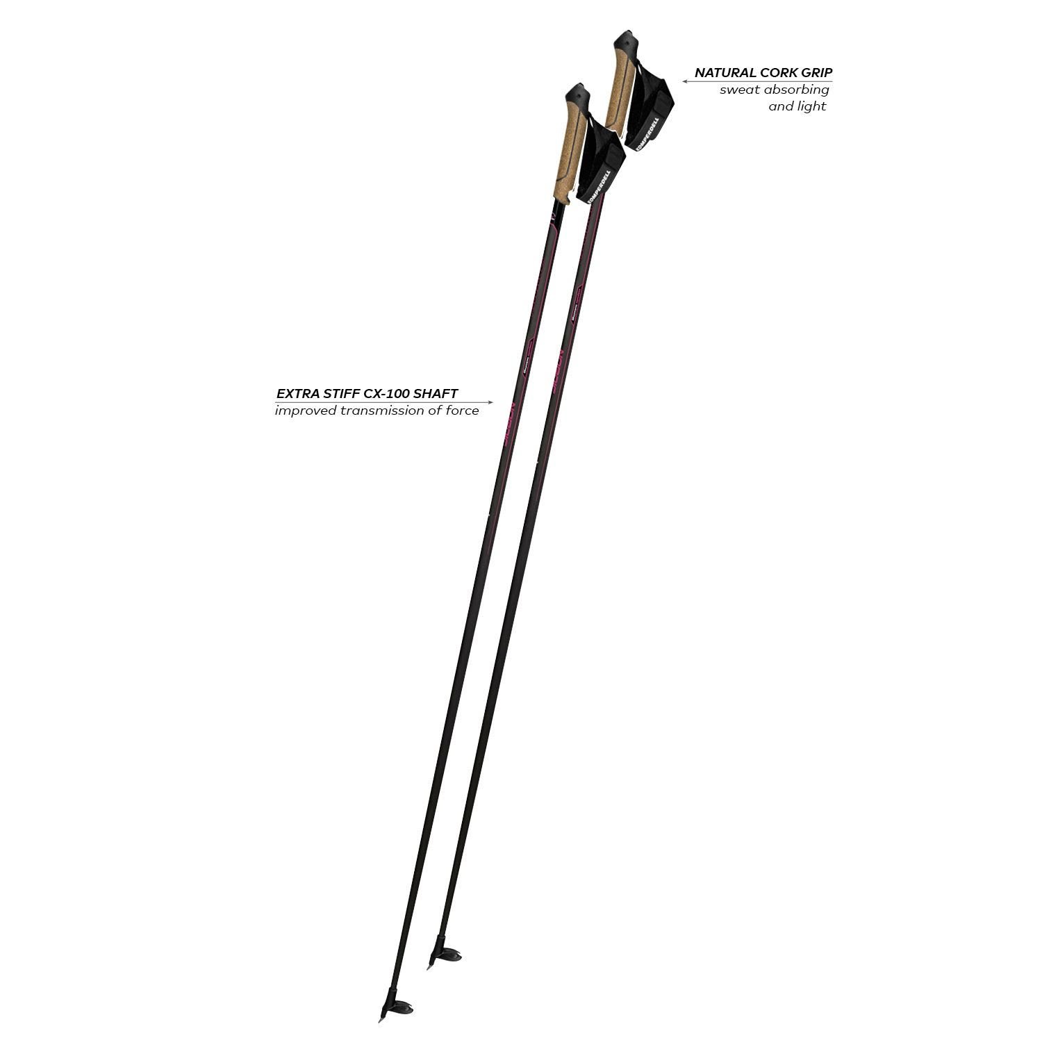 Komperdell Nordic Cx-100 Cork Pink / Schwarz | Größe 145 cm |  Langlaufstock