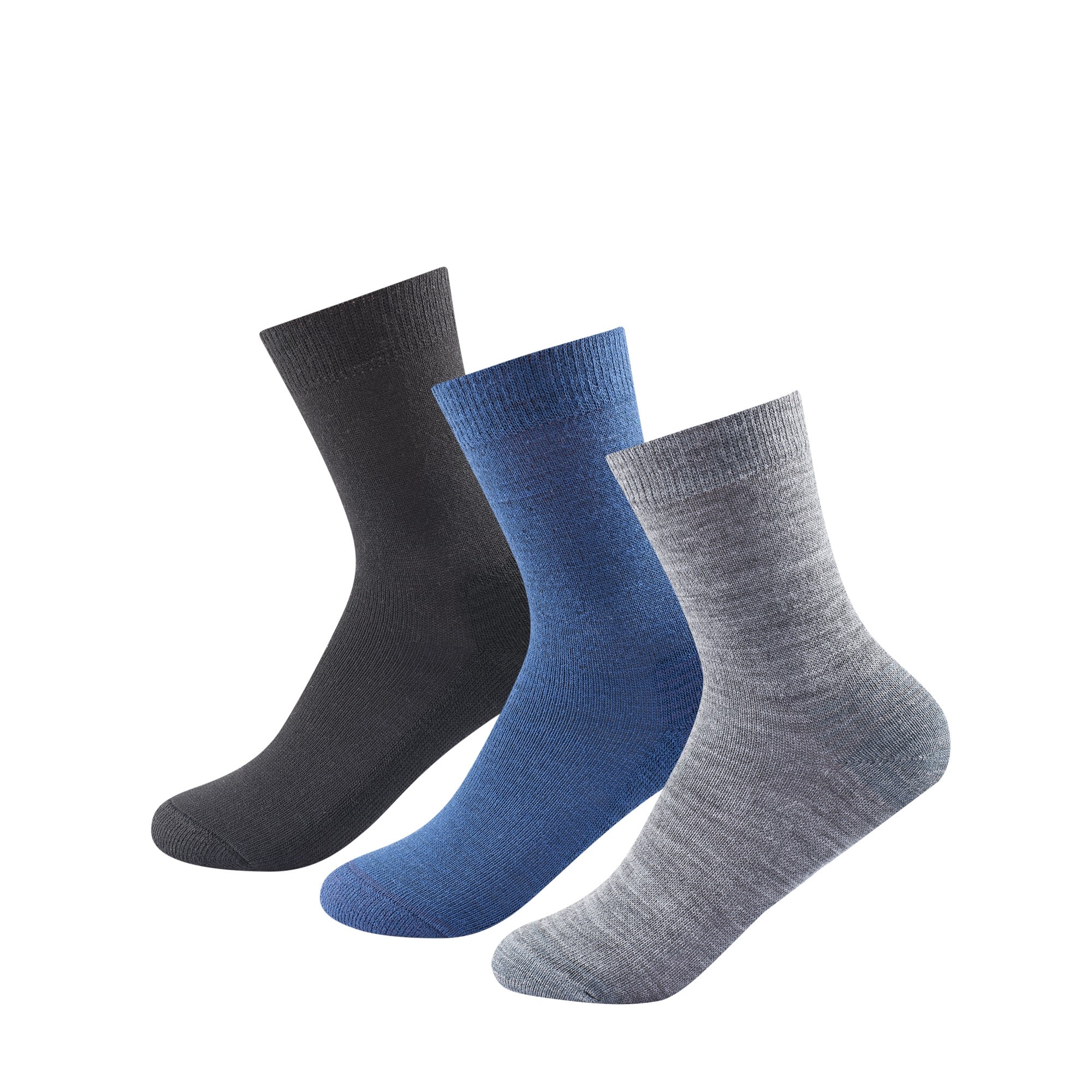 Devold Daily Merino Medium Sock 3-pack Kid Blau / Grau / Schwarz | Größe EU 28